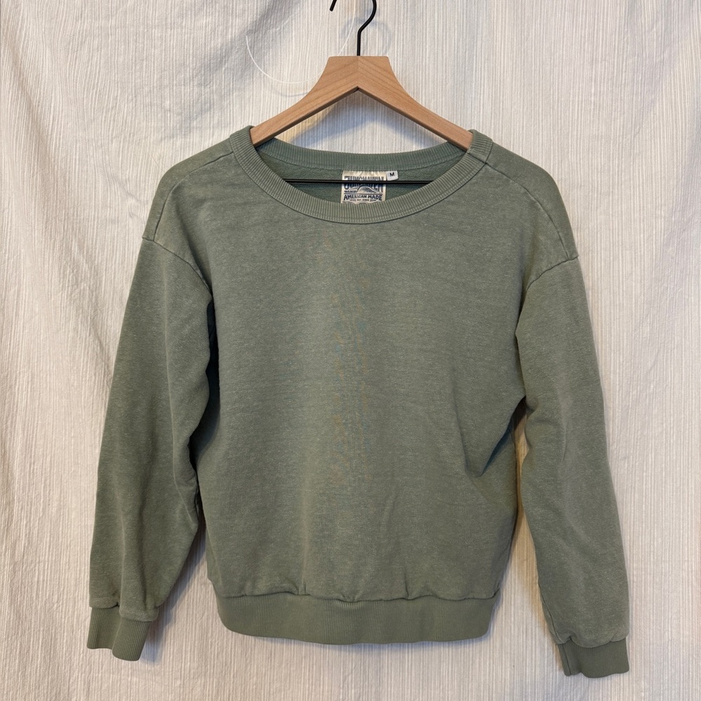 Jungmaven Laguna Cropped Sweatshirt in Clay Green